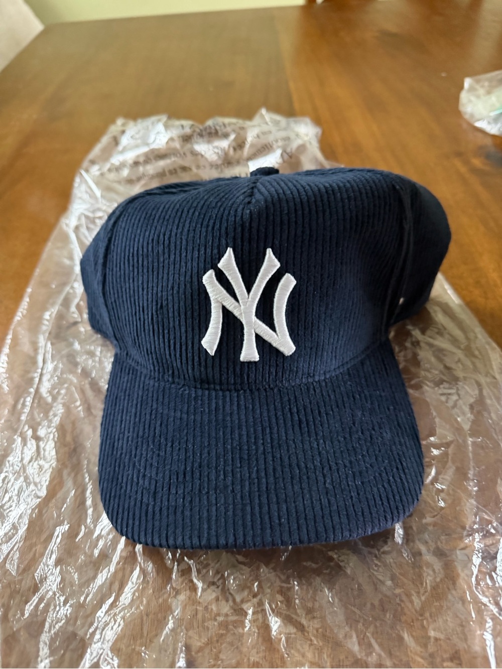Navy Corduroy New York Yankees Baseball Cap with White NY Logo